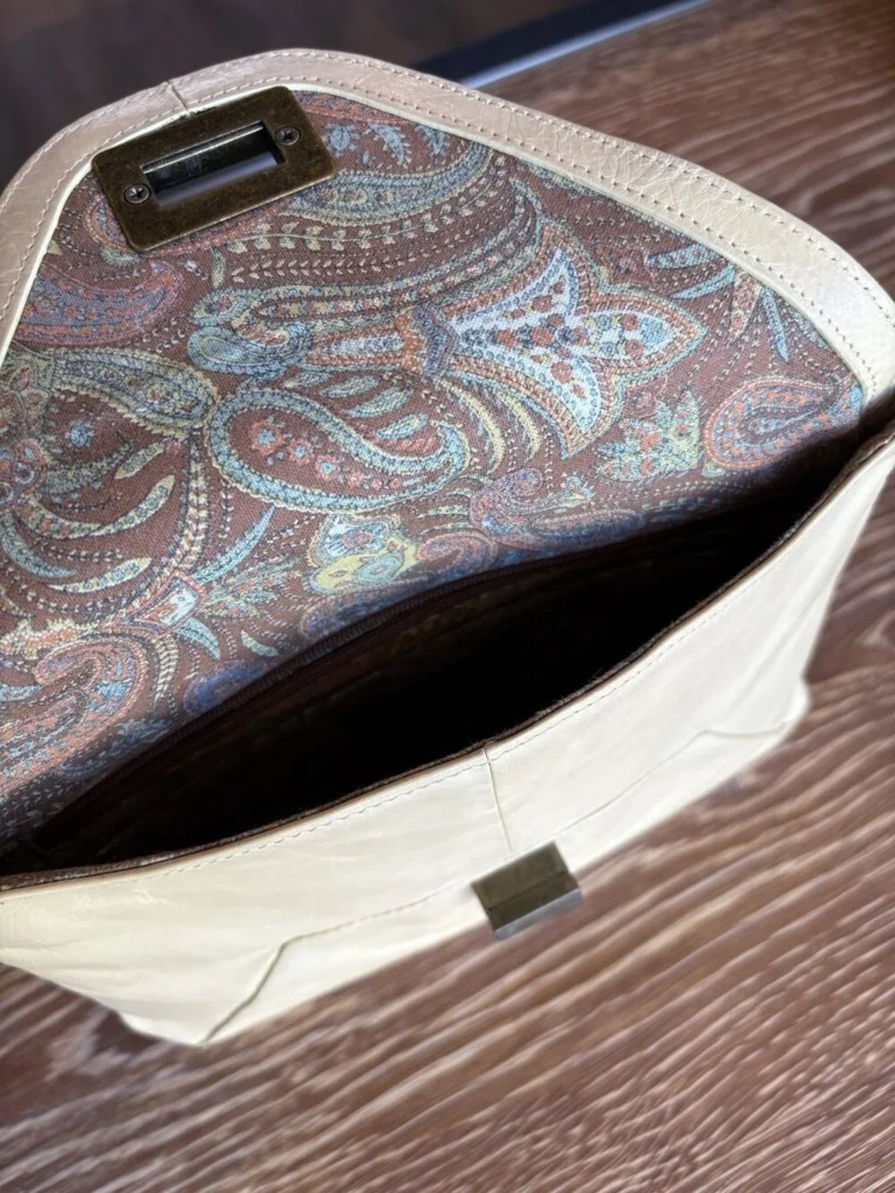 Hobo International Cream Leather Envelope Clutch